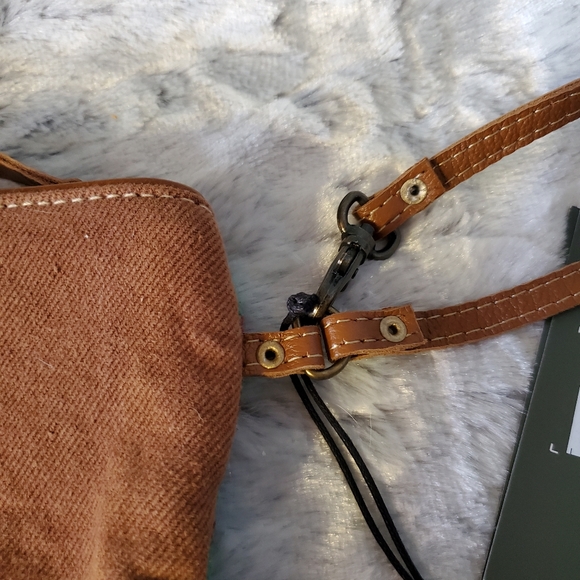 Myra Bag Myrtle Spots Pouch Canvas and Leather Top Zip Wristlet - Picture 4 of 7